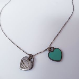 Tiffany Mini Double Heart Tag Pendant